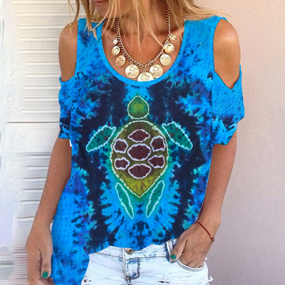 Suvine ümara kaelusega 3D prinditud T-särk Ranna stiilis, lühikeste varrukatega Harajuku top, mis sobib turismiks