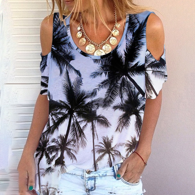 Suvine ümara kaelusega 3D prinditud T-särk Ranna stiilis, lühikeste varrukatega Harajuku top, mis sobib turismiks