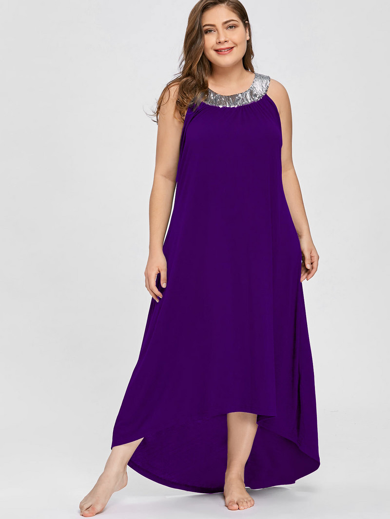 Plus veličina 5XL, dugačka maksi haljina bez rukava sa šljokicama i kragnom Ženska ljetna seksi crna Elegantna svečana haljina s O-izrezom Boho Vestidos