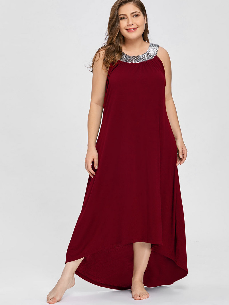 Plus veličina 5XL, dugačka maksi haljina bez rukava sa šljokicama i kragnom Ženska ljetna seksi crna Elegantna svečana haljina s O-izrezom Boho Vestidos