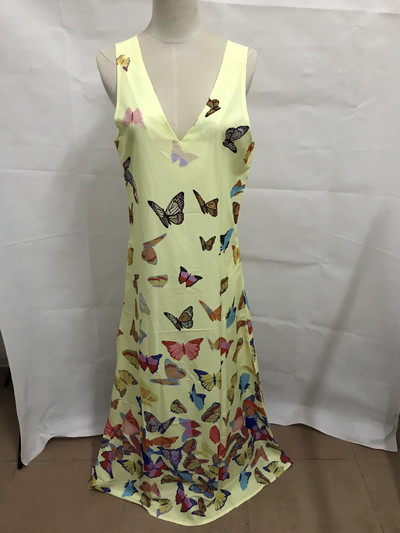 Lielizmēra tauriņu apdruka Maxi kleita Bohēmijas sundress 2021 Vasaras bezpiedurknēm, gara kleita gadījuma brīva ballītei V kakla Vestido