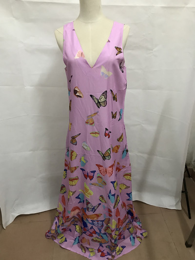 Lielizmēra tauriņu apdruka Maxi kleita Bohēmijas sundress 2021 Vasaras bezpiedurknēm, gara kleita gadījuma brīva ballītei V kakla Vestido