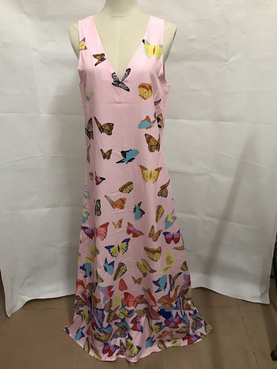 Lielizmēra tauriņu apdruka Maxi kleita Bohēmijas sundress 2021 Vasaras bezpiedurknēm, gara kleita gadījuma brīva ballītei V kakla Vestido