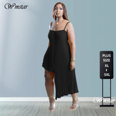 Wmstar vasaras lielizmēra kleitas sievietēm, sloksnes neregulāras apakšmalas, brīvas, jauka, ikdienišķa eleganta, liela šifona kleita, vairumtirdzniecība, piegāde