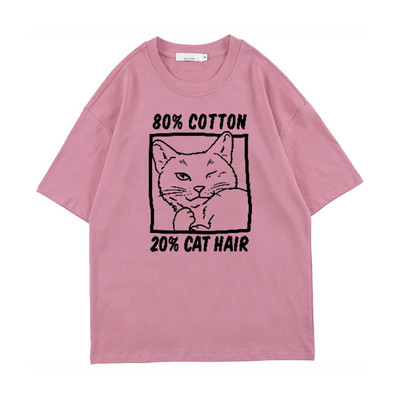 Γυναικείο μπλουζάκι με γάτα Ροζ ανδρική μόδα Νέα βασικά στοιχεία για το καλοκαίρι Αστεία γραφικά πουκάμισα κινουμένων σχεδίων Ιαπωνία Μπλουζάκια Anime Επιστολή εκτύπωσης Χιούμορ Τ