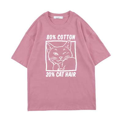 Γυναικείο μπλουζάκι με γάτα Ροζ ανδρική μόδα Νέα βασικά στοιχεία για το καλοκαίρι Αστεία γραφικά πουκάμισα κινουμένων σχεδίων Ιαπωνία Μπλουζάκια Anime Επιστολή εκτύπωσης Χιούμορ Τ