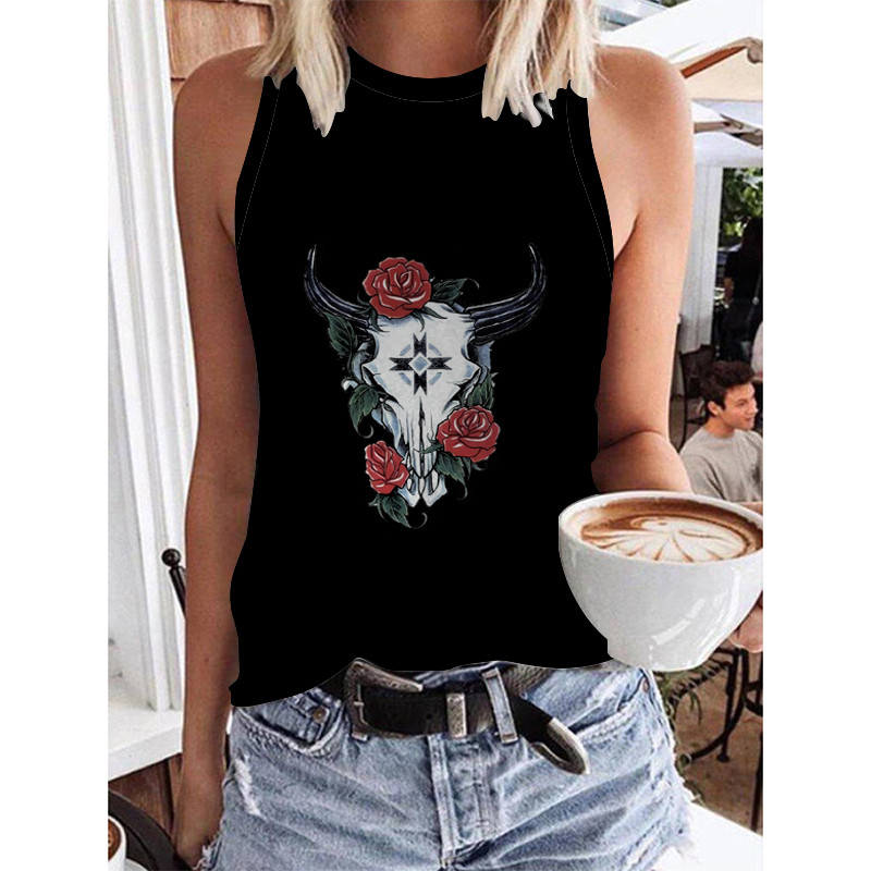 Nyári új vicces fekete női póló ujjatlan retro nyári póló női Harajuku női ujjatlan póló