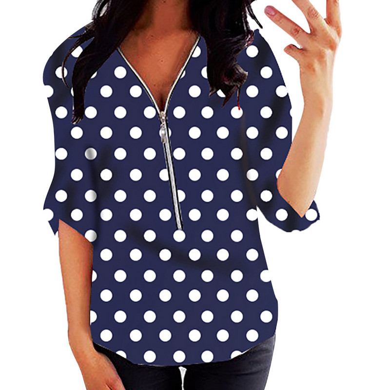 5xl Liela izmēra Rāvējslēdzējs Sieviešu blūze Ikdienas apdruka Mežģīņu Tunika Tops ar garām piedurknēm V veida kakla izgriezuma pavasara krekli Sieviešu apģērbi Bluzka Damska