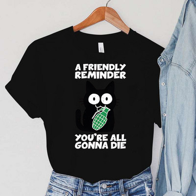 Draudzīgs atgādinājums Drukāt T-krekli Sieviešu apaļas kakla Apģērbs Dzīvnieki Kaķi Sieviešu T krekli Karikatūra Laistīšanas kanna Sieviešu T-krekli