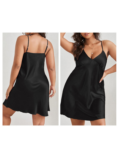 Da Jia Ice Silk Pink Pijamale agățate Cămașă de noapte Sexy Casual Imitație Mătase plus rochii