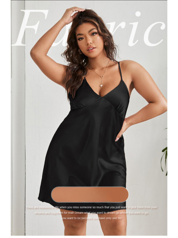 Da Jia Ice Silk Pink Pijamale agățate Cămașă de noapte Sexy Casual Imitație Mătase plus rochii