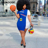 FAGADOER suures suuruses vabaaja sportlik kleit XL-4XL naistele sinine valge värvi lapikujuline Irrgular kehakleit Seksikas moodne tänavariietus