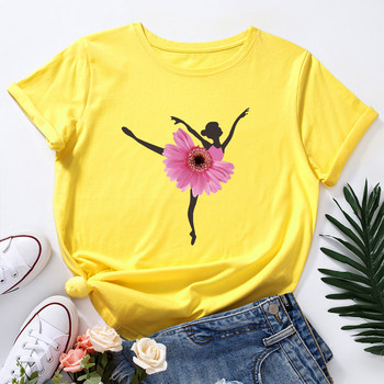 JFUNCY Γυναικείο καλοκαιρινό μπλουζάκι Creative Dancing Girl Print Tees κοντομάνικο γυναικείο μπλουζάκι 100% βαμβακερό γυναικείο μπλουζάκι