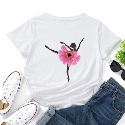 Tricou de vară pentru femei JFUNCY Tricou cu mânecă scurtă pentru femeie, 100% bumbac, pentru femei