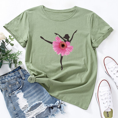 Tricou de vară pentru femei JFUNCY Tricou cu mânecă scurtă pentru femeie, 100% bumbac, pentru femei