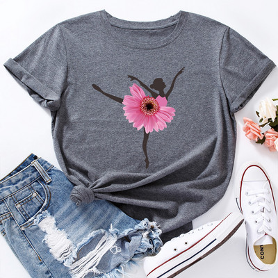 Tricou de vară pentru femei JFUNCY Tricou cu mânecă scurtă pentru femeie, 100% bumbac, pentru femei