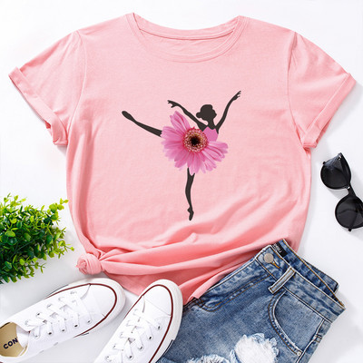 Tricou de vară pentru femei JFUNCY Tricou cu mânecă scurtă pentru femeie, 100% bumbac, pentru femei