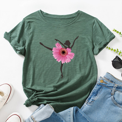 Tricou de vară pentru femei JFUNCY Tricou cu mânecă scurtă pentru femeie, 100% bumbac, pentru femei