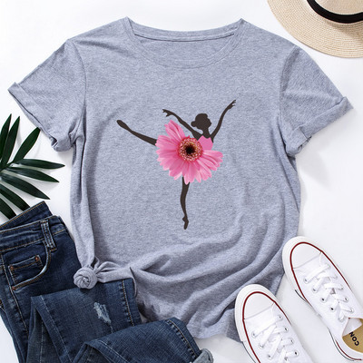 Tricou de vară pentru femei JFUNCY Tricou cu mânecă scurtă pentru femeie, 100% bumbac, pentru femei