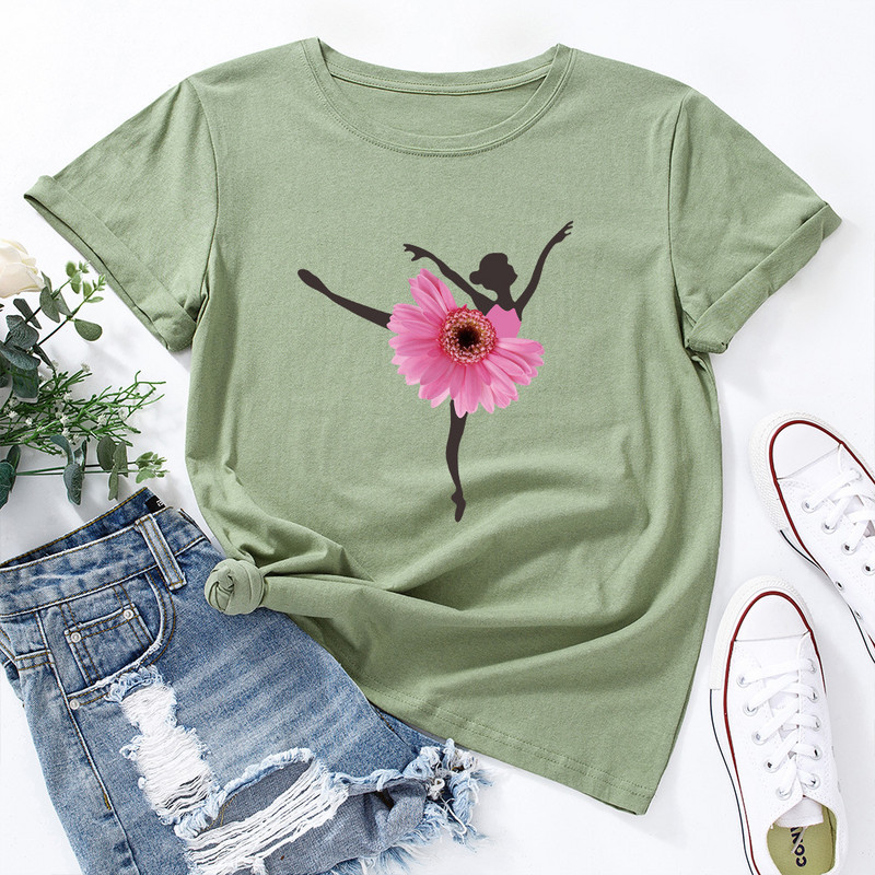 Tricou de vară pentru femei JFUNCY Tricou cu mânecă scurtă pentru femeie, 100% bumbac, pentru femei