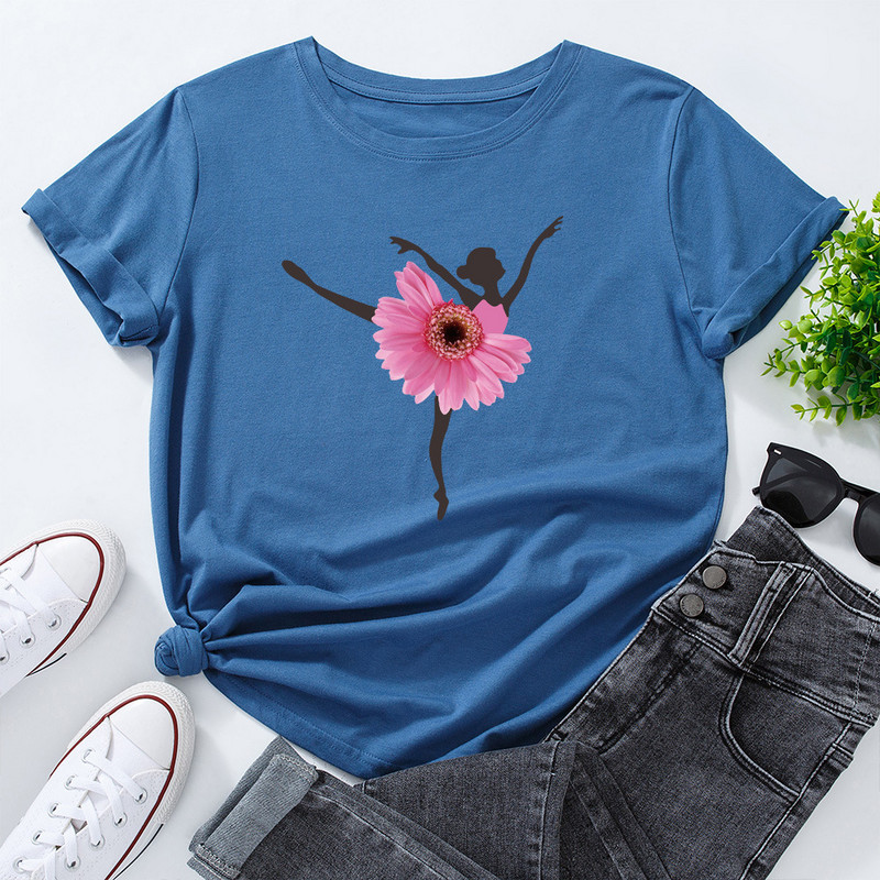 Tricou de vară pentru femei JFUNCY Tricou cu mânecă scurtă pentru femeie, 100% bumbac, pentru femei