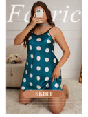 Pizsama ruha heveder Közepes hosszúságú selyem jég selyem nagy pöttyös hálóruha Bő szabású plus méretű ruhák