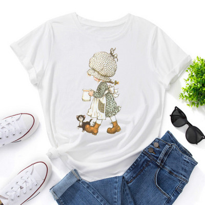 JFUNCY 2023 Tricou cu mânecă scurtă pentru femei Tricou grafic imprimat cu desene animate Tricouri de vară Tricou pentru femei Tricouri din bumbac pentru femei