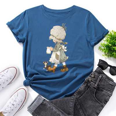 JFUNCY 2023 Tricou cu mânecă scurtă pentru femei Tricou grafic imprimat cu desene animate Tricouri de vară Tricou pentru femei Tricouri din bumbac pentru femei