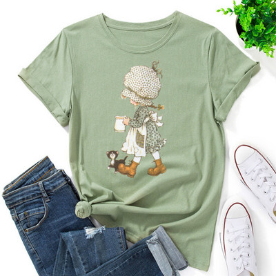 JFUNCY 2023 Tricou cu mânecă scurtă pentru femei Tricou grafic imprimat cu desene animate Tricouri de vară Tricou pentru femei Tricouri din bumbac pentru femei