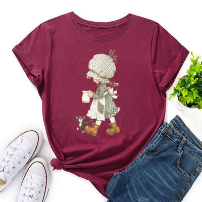 JFUNCY 2023 Tricou cu mânecă scurtă pentru femei Tricou grafic imprimat cu desene animate Tricouri de vară Tricou pentru femei Tricouri din bumbac pentru femei