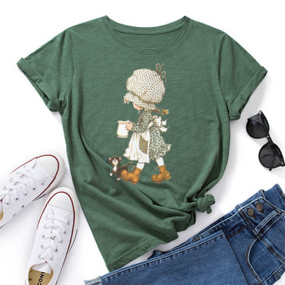 JFUNCY 2023 Tricou cu mânecă scurtă pentru femei Tricou grafic imprimat cu desene animate Tricouri de vară Tricou pentru femei Tricouri din bumbac pentru femei