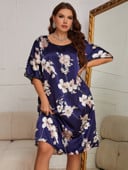 Pijamale rochie pulover cu imprimeu de lungime medie de dama, haine noi de vara pentru casa, matase de gheata, pijamale de marime plus feminino