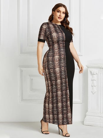 2022 Plus Size Leopard Print O-Neck Sexy Bodycon Μακρύ Φόρεμα Γυναικεία Καλοκαιρινά Φορέματα Γυναικεία μόδα casual κοντομάνικο φόρεμα