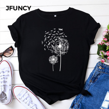 JFUNCY Καλοκαιρινό γυναικείο μπλουζάκι Dandelion Print Woman Βαμβακερό Tshirt Harajuku Γυναικεία πουκάμισα Casual Loose Tops Ρούχα Mujer Tees