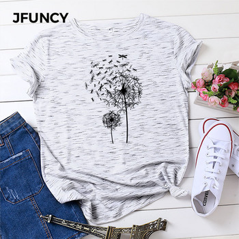 JFUNCY Καλοκαιρινό γυναικείο μπλουζάκι Dandelion Print Woman Βαμβακερό Tshirt Harajuku Γυναικεία πουκάμισα Casual Loose Tops Ρούχα Mujer Tees