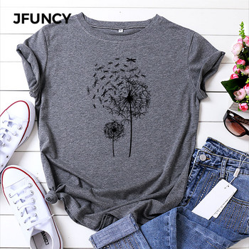 JFUNCY Καλοκαιρινό γυναικείο μπλουζάκι Dandelion Print Woman Βαμβακερό Tshirt Harajuku Γυναικεία πουκάμισα Casual Loose Tops Ρούχα Mujer Tees