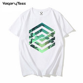 VagaryTees vasaras vīriešu modes ģeometriski saulrieta apdrukas T-krekls Estētiskā ģeometriskā dizaina Topi Jaunums krekls unisex ielas apģērbs