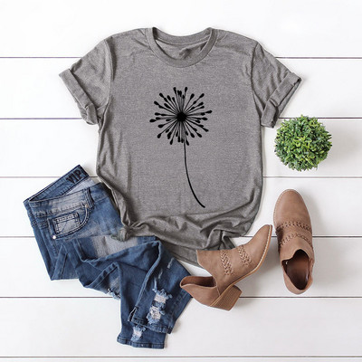 JFUNCY S-5XL ar augiem apdrukātu sieviešu kokvilnas T krekls 2021. gada jauns O kakla izgriezums, vasaras T-krekls, topi sieviešu ikdienas krekls