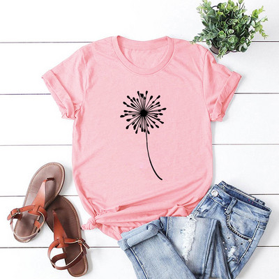 JFUNCY S-5XL ar augiem apdrukātu sieviešu kokvilnas T krekls 2021. gada jauns O kakla izgriezums, vasaras T-krekls, topi sieviešu ikdienas krekls