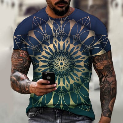 2022. gada vīriešu vasaras mandalas krāsains sporta apģērbs, ikdienas ielas apģērbs T krekls ar īsām piedurknēm.