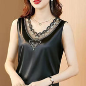 Γυναικεία τιράντες Camis γιλέκο ασορτί κοστούμι οξικό οξύ υψηλής ποιότητας σατέν με λαιμόκοψη άνοιξη καλοκαίρι νέο εξωτερικά ενδύματα γυναικεία επάνω δεξαμενή