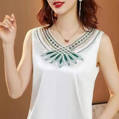 Γυναικεία τιράντες Camis γιλέκο ασορτί κοστούμι οξικό οξύ υψηλής ποιότητας σατέν με λαιμόκοψη άνοιξη καλοκαίρι νέο εξωτερικά ενδύματα γυναικεία επάνω δεξαμενή