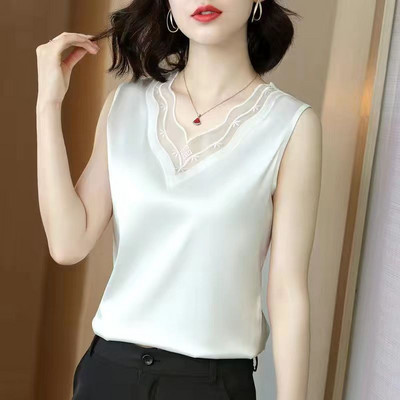 Γυναικεία τιράντες Camis γιλέκο ασορτί κοστούμι οξικό οξύ υψηλής ποιότητας σατέν με λαιμόκοψη άνοιξη καλοκαίρι νέο εξωτερικά ενδύματα γυναικεία επάνω δεξαμενή