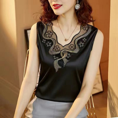 Γυναικεία τιράντες Camis γιλέκο ασορτί κοστούμι οξικό οξύ υψηλής ποιότητας σατέν με λαιμόκοψη άνοιξη καλοκαίρι νέο εξωτερικά ενδύματα γυναικεία επάνω δεξαμενή