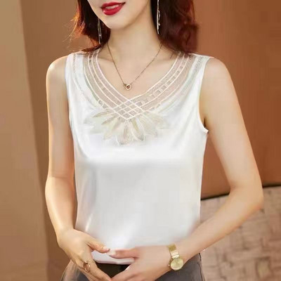 Γυναικεία τιράντες Camis γιλέκο ασορτί κοστούμι οξικό οξύ υψηλής ποιότητας σατέν με λαιμόκοψη άνοιξη καλοκαίρι νέο εξωτερικά ενδύματα γυναικεία επάνω δεξαμενή