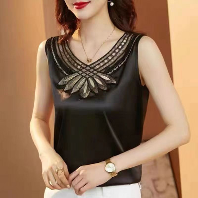 Γυναικεία τιράντες Camis γιλέκο ασορτί κοστούμι οξικό οξύ υψηλής ποιότητας σατέν με λαιμόκοψη άνοιξη καλοκαίρι νέο εξωτερικά ενδύματα γυναικεία επάνω δεξαμενή