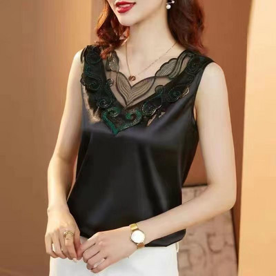 Γυναικεία τιράντες Camis γιλέκο ασορτί κοστούμι οξικό οξύ υψηλής ποιότητας σατέν με λαιμόκοψη άνοιξη καλοκαίρι νέο εξωτερικά ενδύματα γυναικεία επάνω δεξαμενή