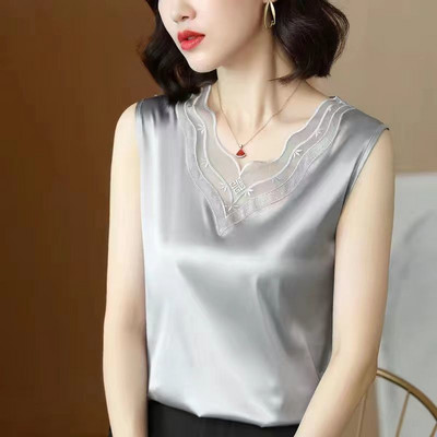 Γυναικεία τιράντες Camis γιλέκο ασορτί κοστούμι οξικό οξύ υψηλής ποιότητας σατέν με λαιμόκοψη άνοιξη καλοκαίρι νέο εξωτερικά ενδύματα γυναικεία επάνω δεξαμενή