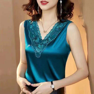 Γυναικεία τιράντες Camis γιλέκο ασορτί κοστούμι οξικό οξύ υψηλής ποιότητας σατέν με λαιμόκοψη άνοιξη καλοκαίρι νέο εξωτερικά ενδύματα γυναικεία επάνω δεξαμενή