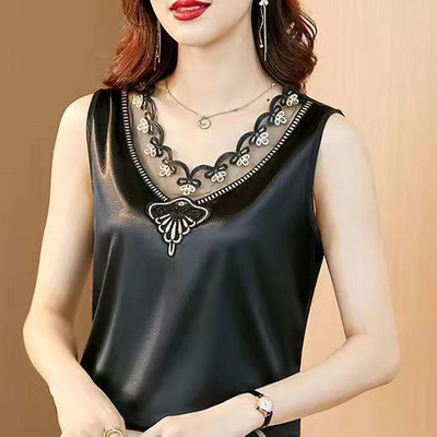 Γυναικεία τιράντες Camis γιλέκο ασορτί κοστούμι οξικό οξύ υψηλής ποιότητας σατέν με λαιμόκοψη άνοιξη καλοκαίρι νέο εξωτερικά ενδύματα γυναικεία επάνω δεξαμενή